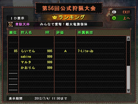 団韋駄天結果！