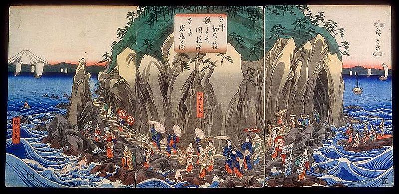 800px-Hiroshige_Pilgrimage_to_the_Cave_Shrine_of_Benzaiten.jpg