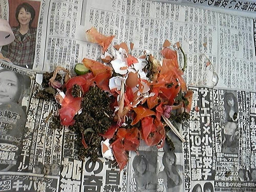野菜くず干す