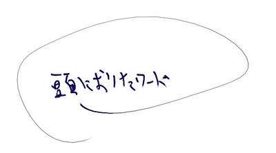 「頭におりたワード」というワードを書いた図。文字が汚くてすみません。
