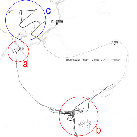 棟梁が足し付けた近道の地図