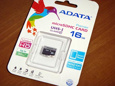 MicroSDカード ADATA 16GB(AUSDH16GUICL10-RA1)