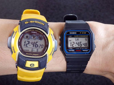 カシオ タフソーラー ラスタファリアンシリーズ GW-002RJ-9JF（2914 JA）とF-91W-1JF比較1