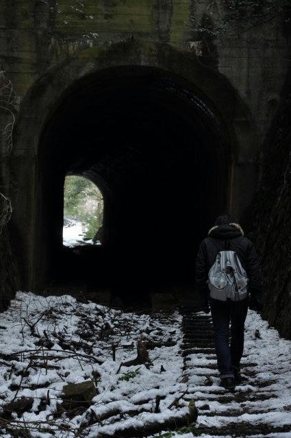 京都　清滝　愛宕山　ケーブル跡　トンネル