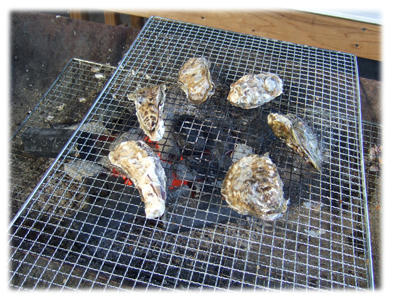 牡蛎を焼きます