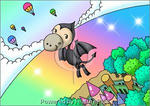 Comic illustration - Blue Sky And Dinosaur