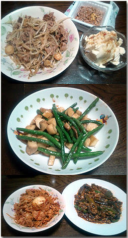 納豆　豆腐　豚キムチ　エリンギ　麻婆ナス