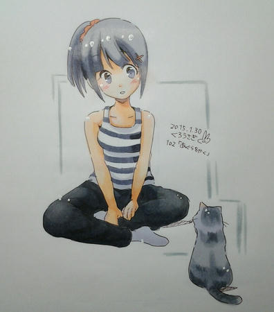 102 あぐらをかく くろうさぎのイラスト制作倉庫 仮