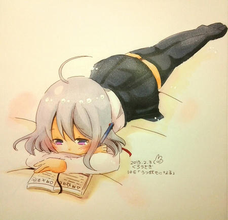 106 うつ伏せになる くろうさぎのイラスト制作倉庫 仮