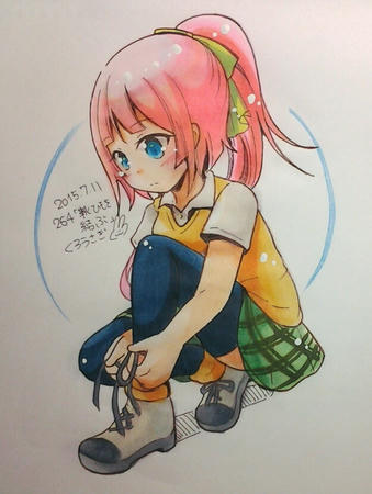264 靴ひもを結ぶ くろうさぎのイラスト制作倉庫 仮