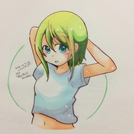 354 頭の後ろで手を組む くろうさぎのイラスト制作倉庫 仮