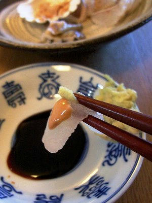 sashimi con kimo de kasago