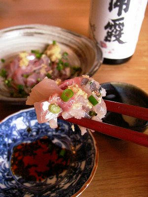 jureles tataki con jengibre