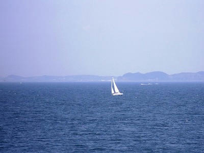 barco de vela en la bahia de Tokio
