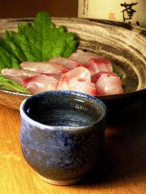 益子烧蓝色小酒杯