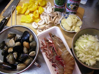 西班牙海鲜铁锅饭的材料