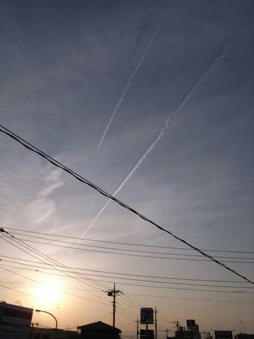 夕陽に向かって