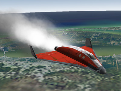 大気圏内を飛行中のデルタグライダー