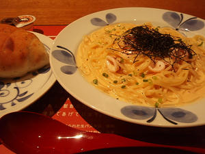 明太子とヤリイカのクリームソース（和風）