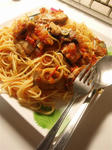 【秋刀魚とトマトのパスタ】