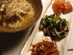 【茄子ともやしの味噌汁素麺と3種盛り】