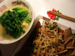 【ほうれん草ラーメンとレバニラ】