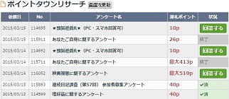 ポイントタウン　アンケート