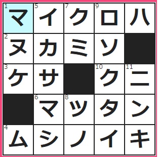 クロスワード答え　電子レンジに使われている電磁波