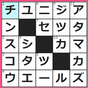 ライフメディア　クロスワード答え　2016/4/6　アフリカ大陸最北に位置する国　沖縄名物の焼き菓子