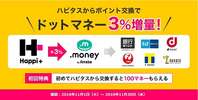 ドットマネーへ交換で3％お得