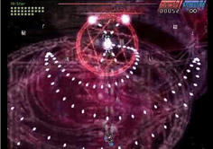 早苗のスペル　画面上に表示されているスペルカード名が突然飛び散ったかと思うと…