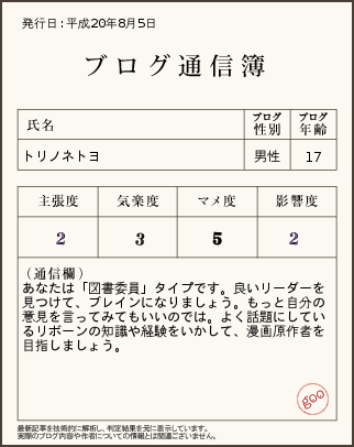 ブログ通信簿２