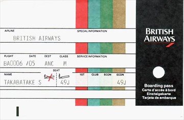 1988年9月5日 成田→アンカレッジ British Airways チケット