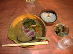 鴨ラーメンと、ごはーん。