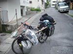 ヤシガニの甲羅とモリを装備した愛車「ケーン号」