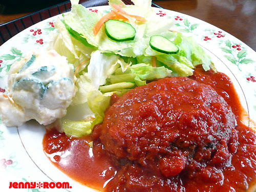 トマトソース煮込みハンバーグセット