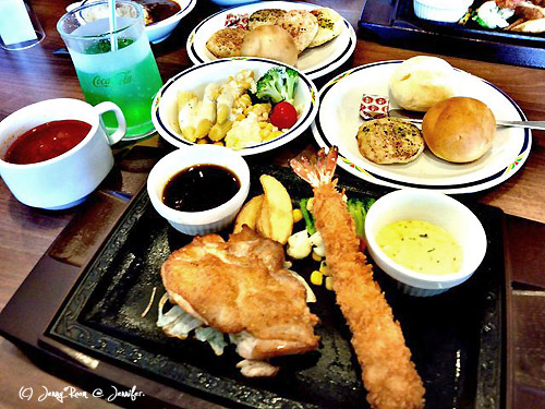 チキンステーキ<テリヤキソース>&エビフライ