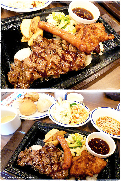 熟成ロースステーキ&唐揚げ&ソーセージ
