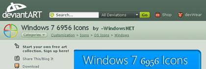 Windows7テーマの無料アイコン