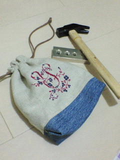 イニシャルYの巾着、改。