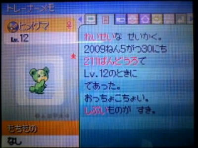 ポケトレ ダブルスロット ヒメグマ パール 色違い徒然記