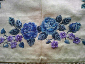 クロスステッチのブルーローズ