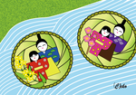 流し雛　お雛様　ぬりえ