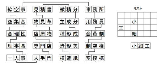 三文字熟語リレー解答51 52 53 白の四角黒の四角