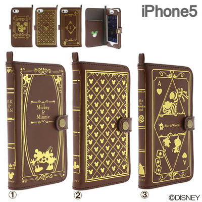 女子愛着 iPhone5 ケース ディズニー Old Book Case 洋書風/ブック/ダイアリー Disneyzone ランキング商品