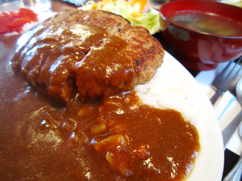 アルコのカレー ハンバーグ入。ハンバーグは自家製ではないような・・・