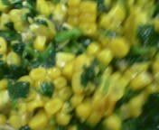 モロヘイヤとコーン ゴマ醤油和え