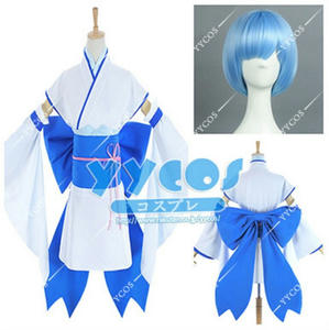 ラム レム 浴衣コスプレ衣装 ウィッグ 2点セット リゼロ リゼロ Re ゼロから始める異世界生活 ハロウィンのコスプレに