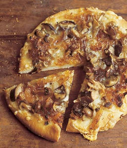 Wild Mushroom Pizza with Caramelized Onions, Fontina, and Rosemary