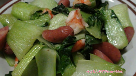 青梗菜とエビの炒め物